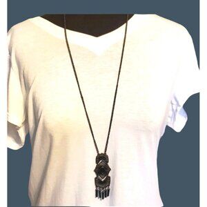 LIA SOPHIA- BRONZE LOOK WITH BLACK STONES NECKLACE ADJUSTABLE FROM 29-32"